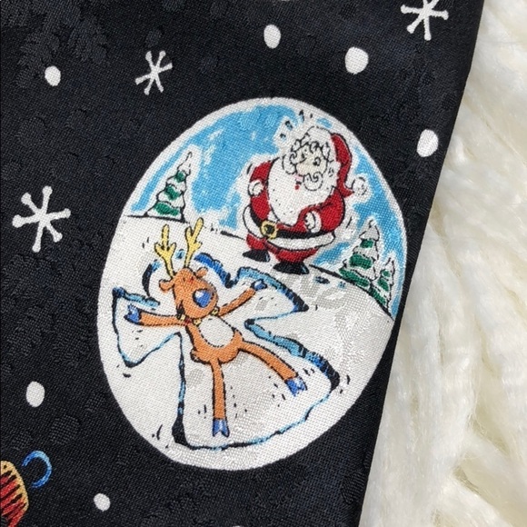 NWT Silk Tie Santa Tie Christmas Tie John Ashford Santa Christmas Holiday Black - Picture 11 of 11